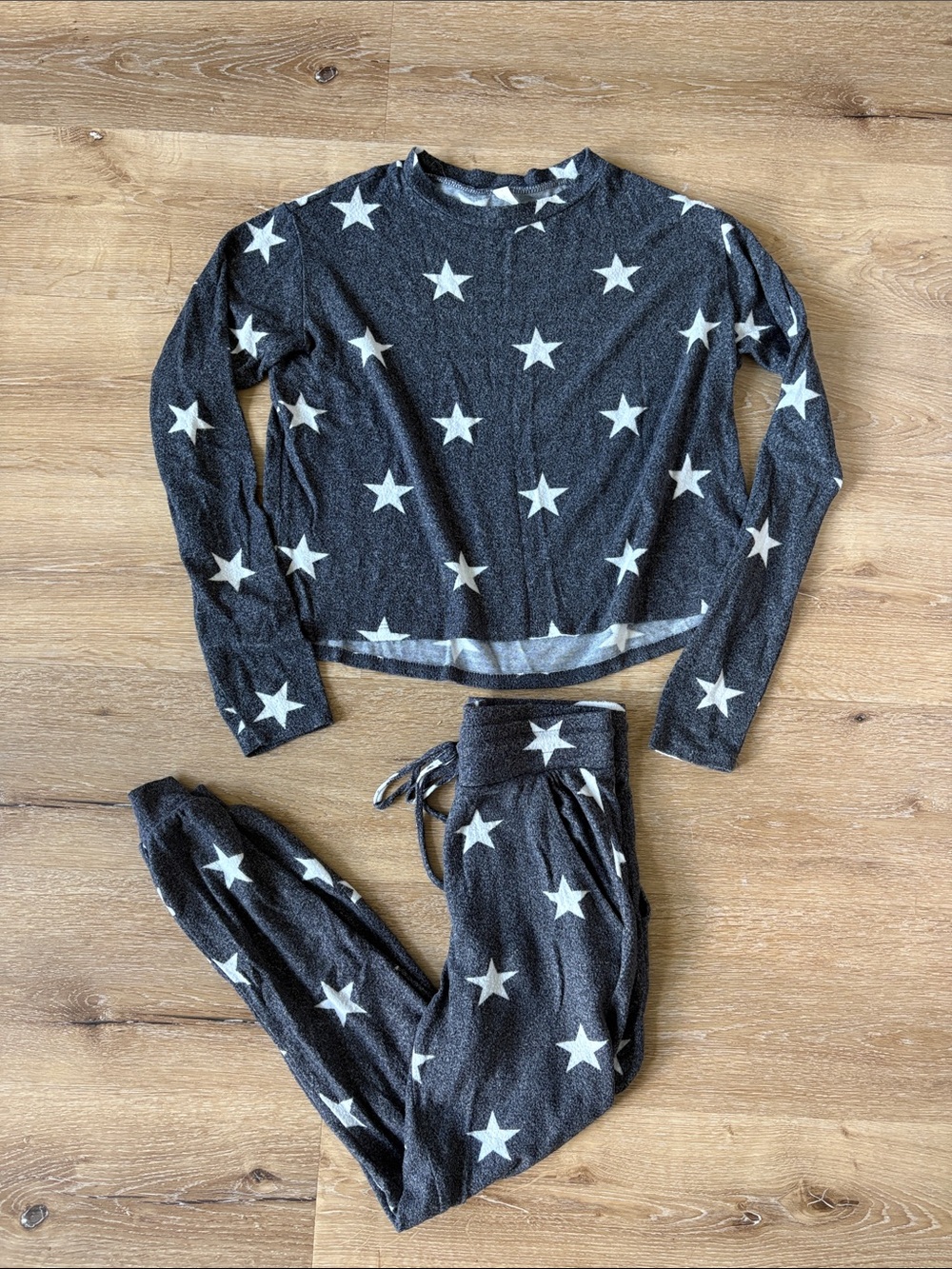 Star Print Long Sleeve Pajama Matching Set